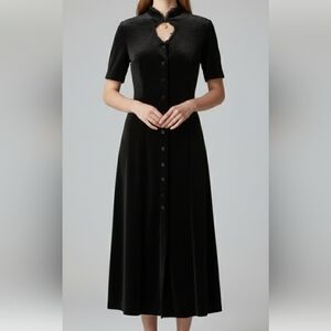 Vintage Molly Malloy Black Velvet Maxi Dress Sz 12 Whimsigoth Vampire Fairy